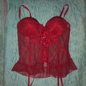 red corset bustier top